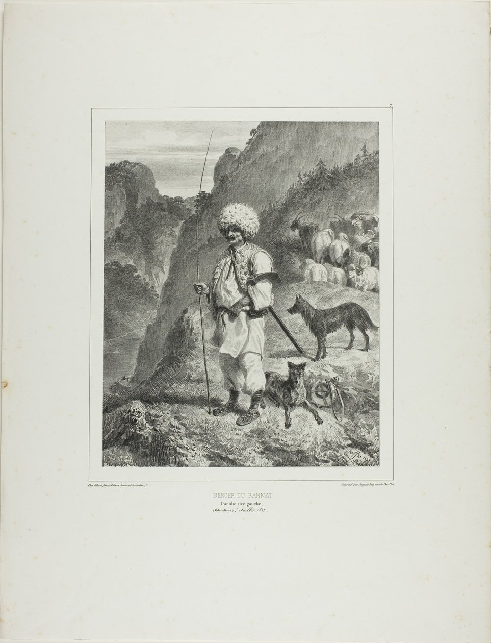 Bannat Shepherd, vänstra stranden av Donau av Denis Auguste Marie Raffet