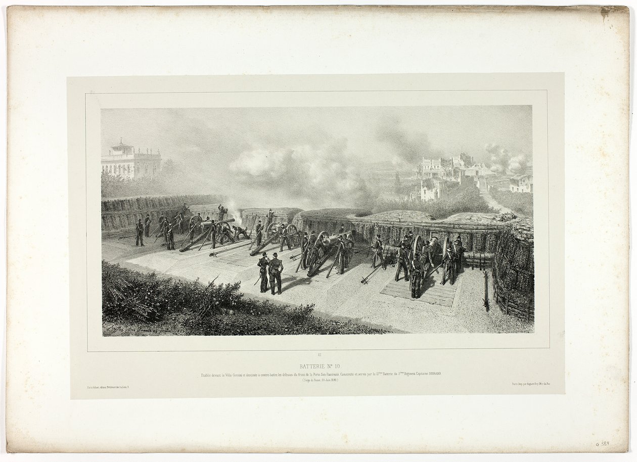 Batteri nr.10, från Souvenirs of Italy: Rome Expedition av Denis Auguste Marie Raffet