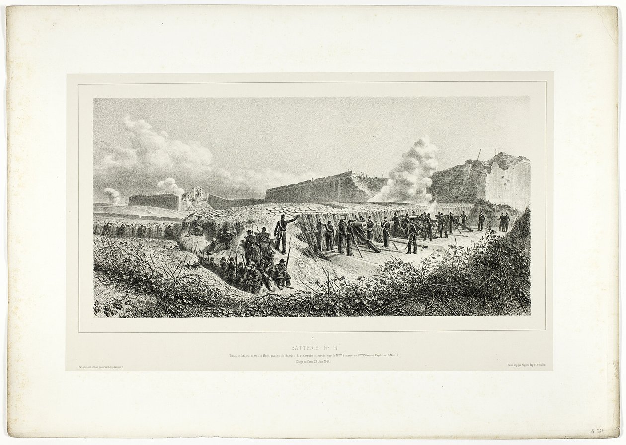 Batteri nr.14, från Souvenirs of Italy: Rome Expedition av Denis Auguste Marie Raffet