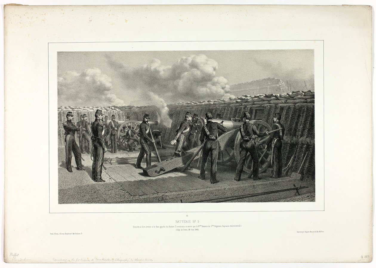 Batteri nr.9, från Souvenirs of Italy: Rome Expedition av Denis Auguste Marie Raffet