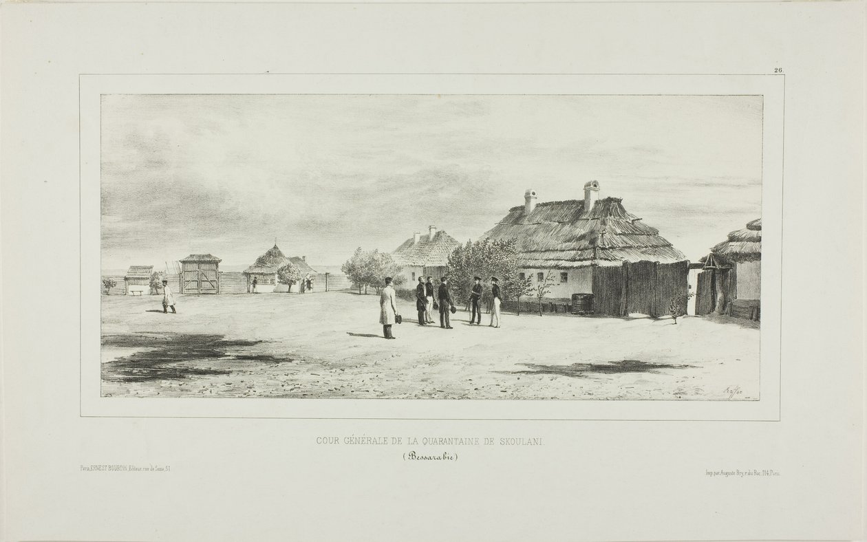 Generalkarantänens innergård, Skoulani, Bessarabien av Denis Auguste Marie Raffet