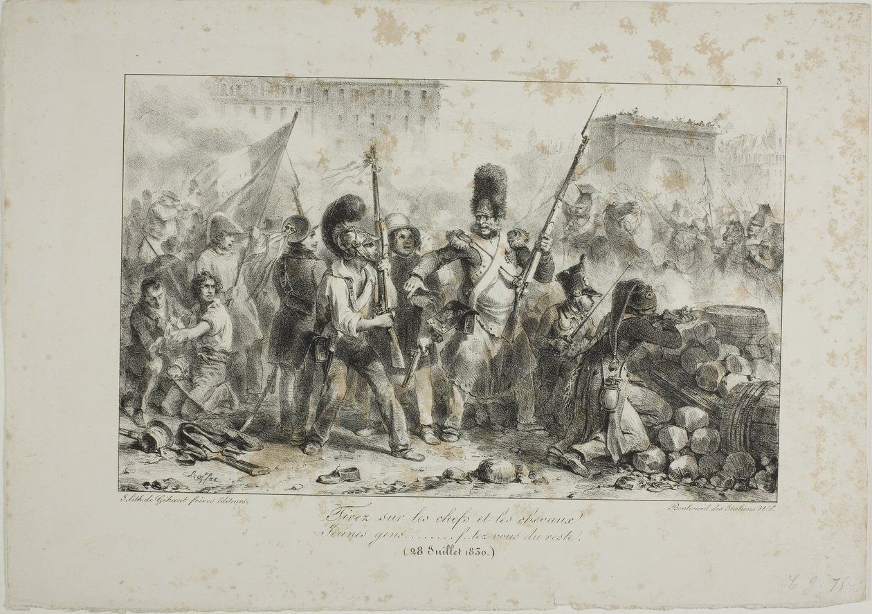 Eld mot ledarna och kavalleriet... av Denis Auguste Marie Raffet