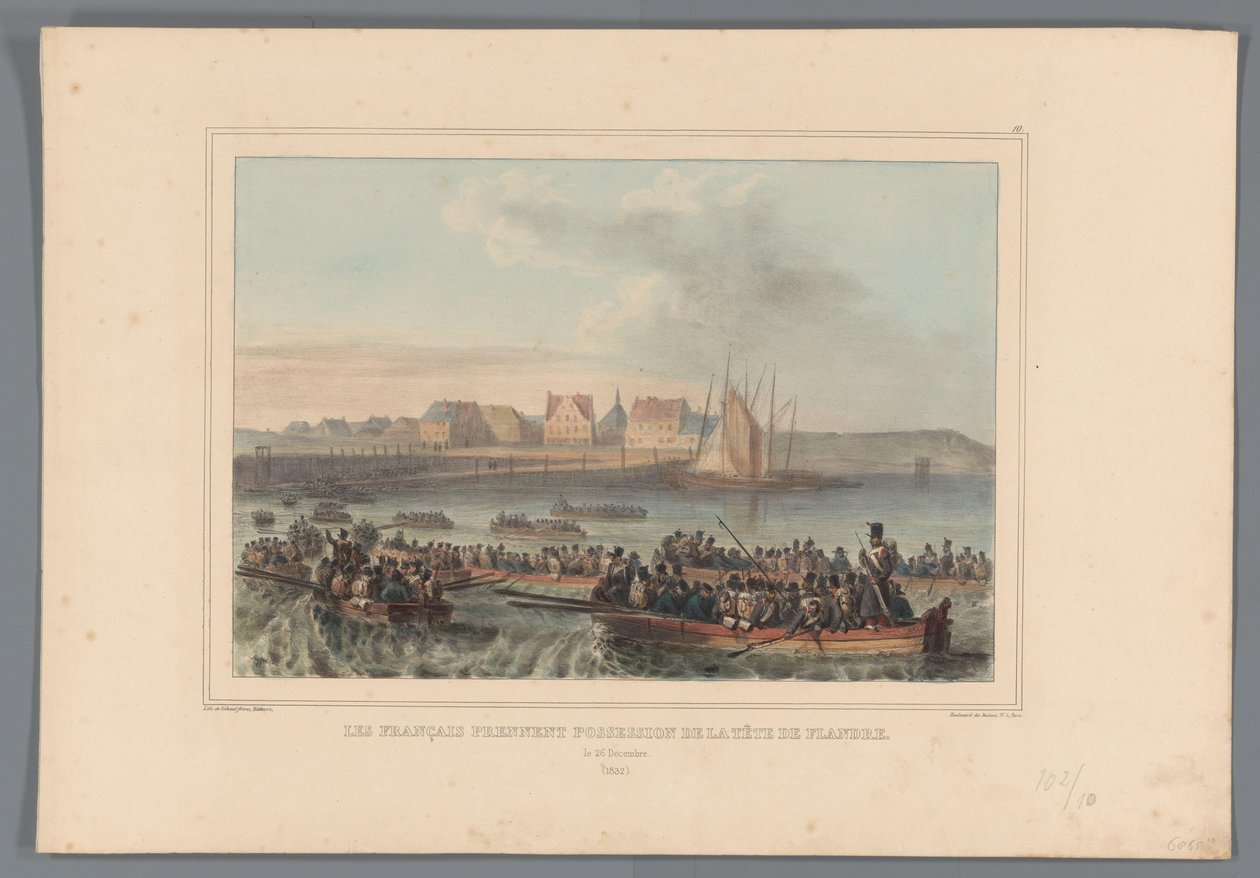 Fransen veroveren het Vlaams Hoofd, 1832 Fransmännen tar chefen för Flandern i besittning (titel på objekt) Teckningar gjorda av livet vid belägringen av Citadellet i Antwerpen av Raffet (serietitel på objekt) av Denis Auguste Marie Raffet