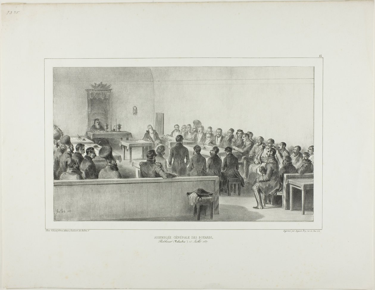 Boyardernas generalförsamling, Bukarest, Valakiet, 15 juli 1837 av Denis Auguste Marie Raffet