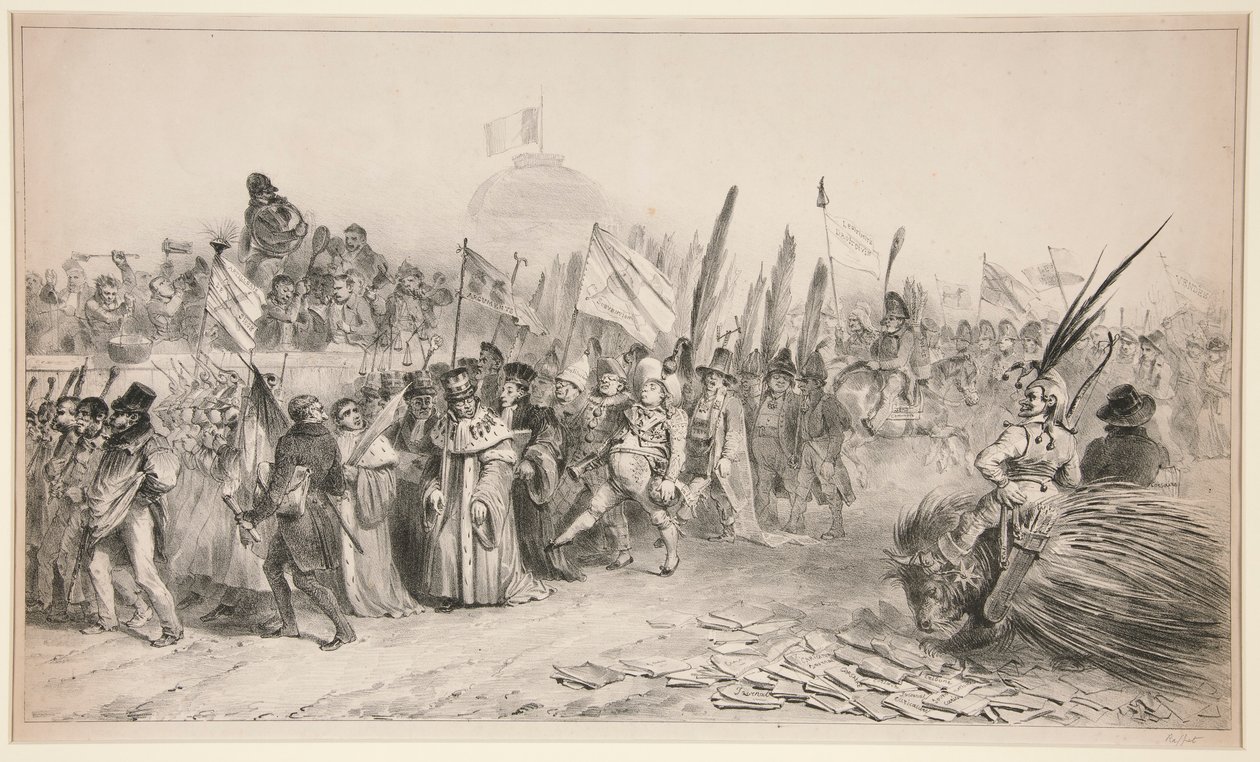 Stor recension passerad av karikatyren av Denis Auguste Marie Raffet