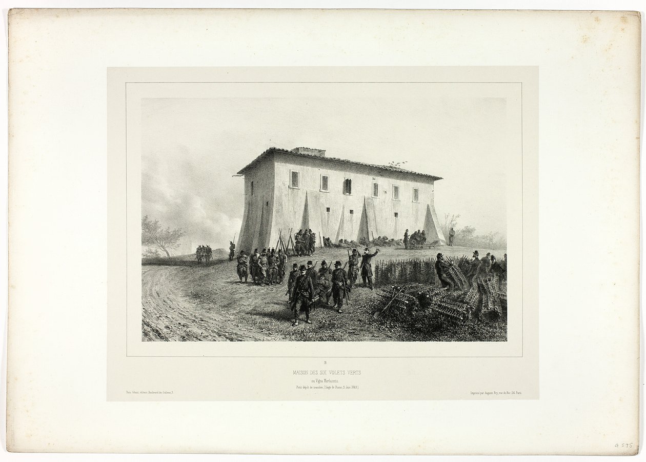 House of Six Green Shutters, från Memories of Italy: Expedition från Rom av Denis Auguste Marie Raffet