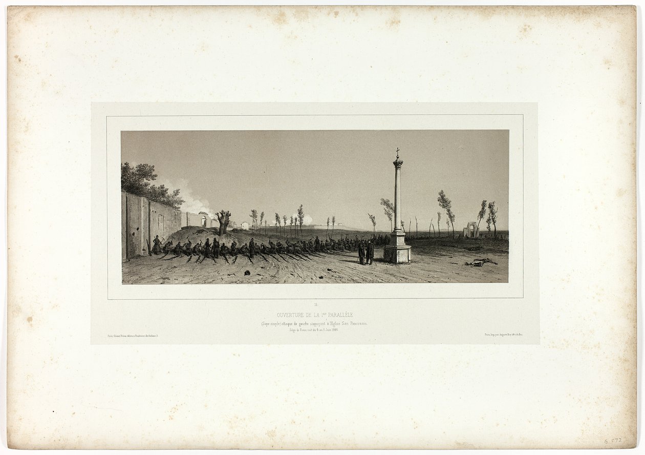 Öppna den första parallellen, från Souvenirs of Italy: Expedition to Rome av Denis Auguste Marie Raffet