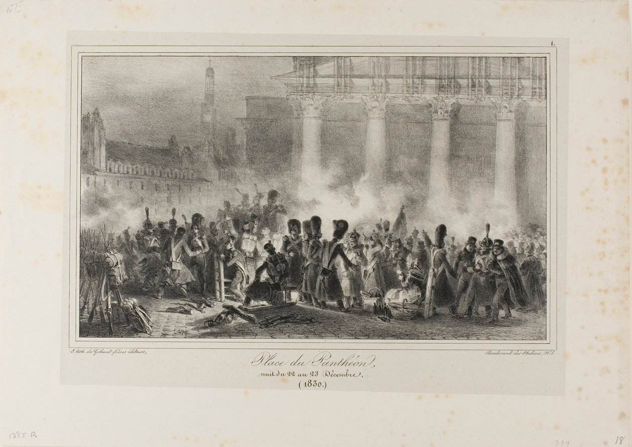 Place du Pantheon, natten mellan den 22 och 23 december 1830 av Denis Auguste Marie Raffet