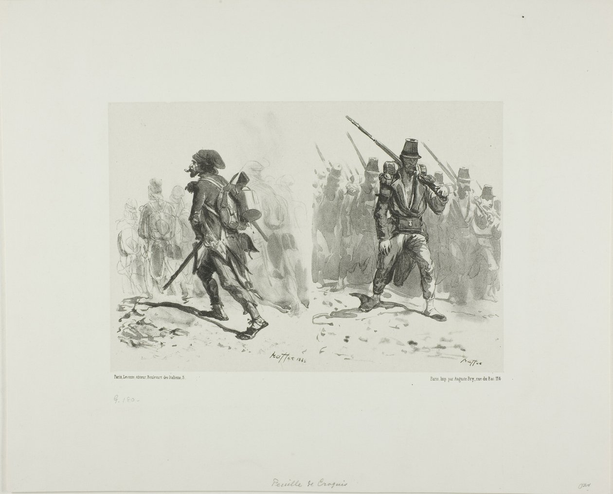 Blad med skisser av Denis Auguste Marie Raffet