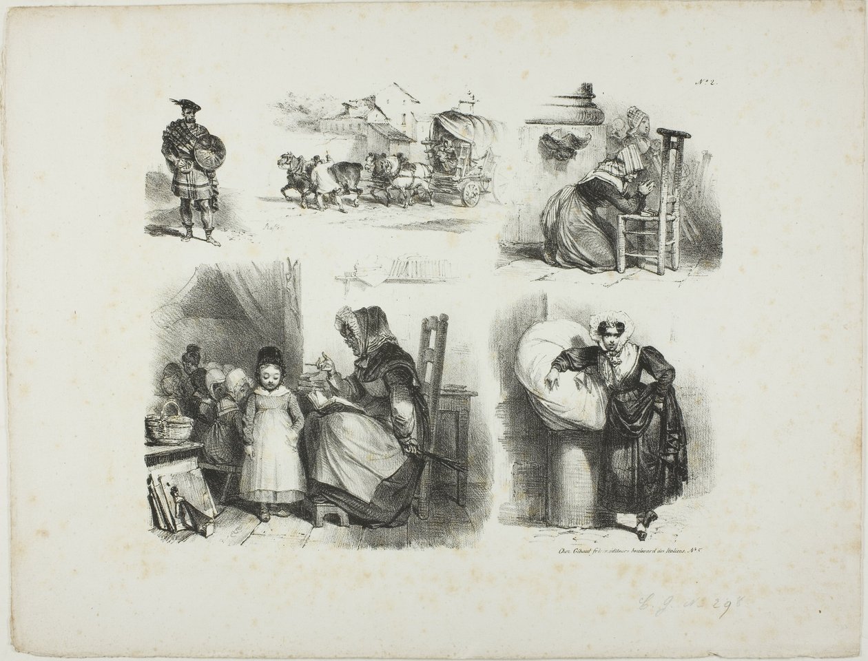 Blad med skisser av Denis Auguste Marie Raffet