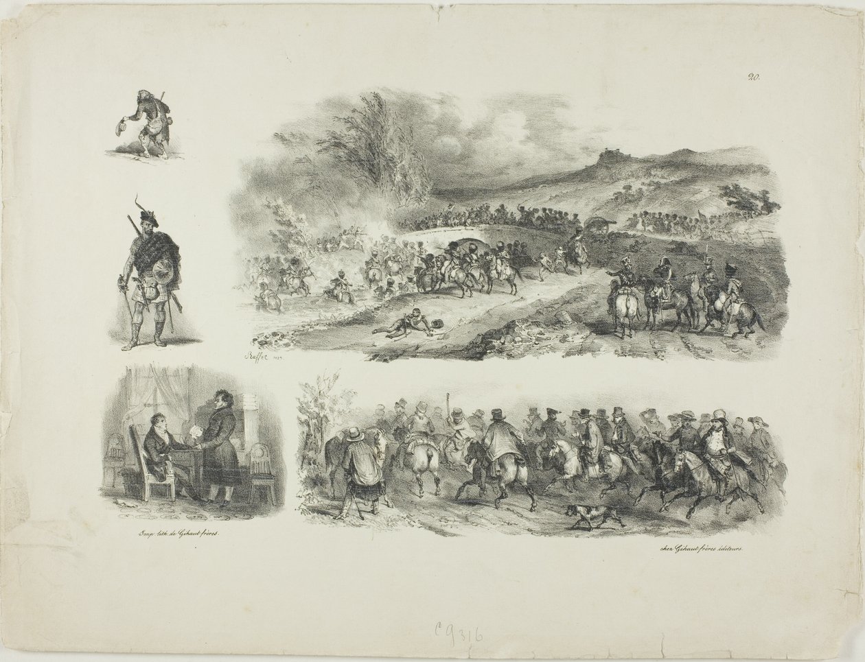 Blad med skisser av Denis-Auguste-Marie Raffet