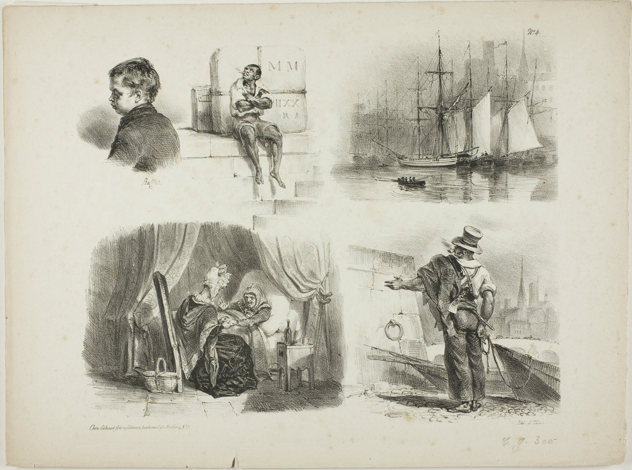 Blad med skisser av Denis Auguste Marie Raffet