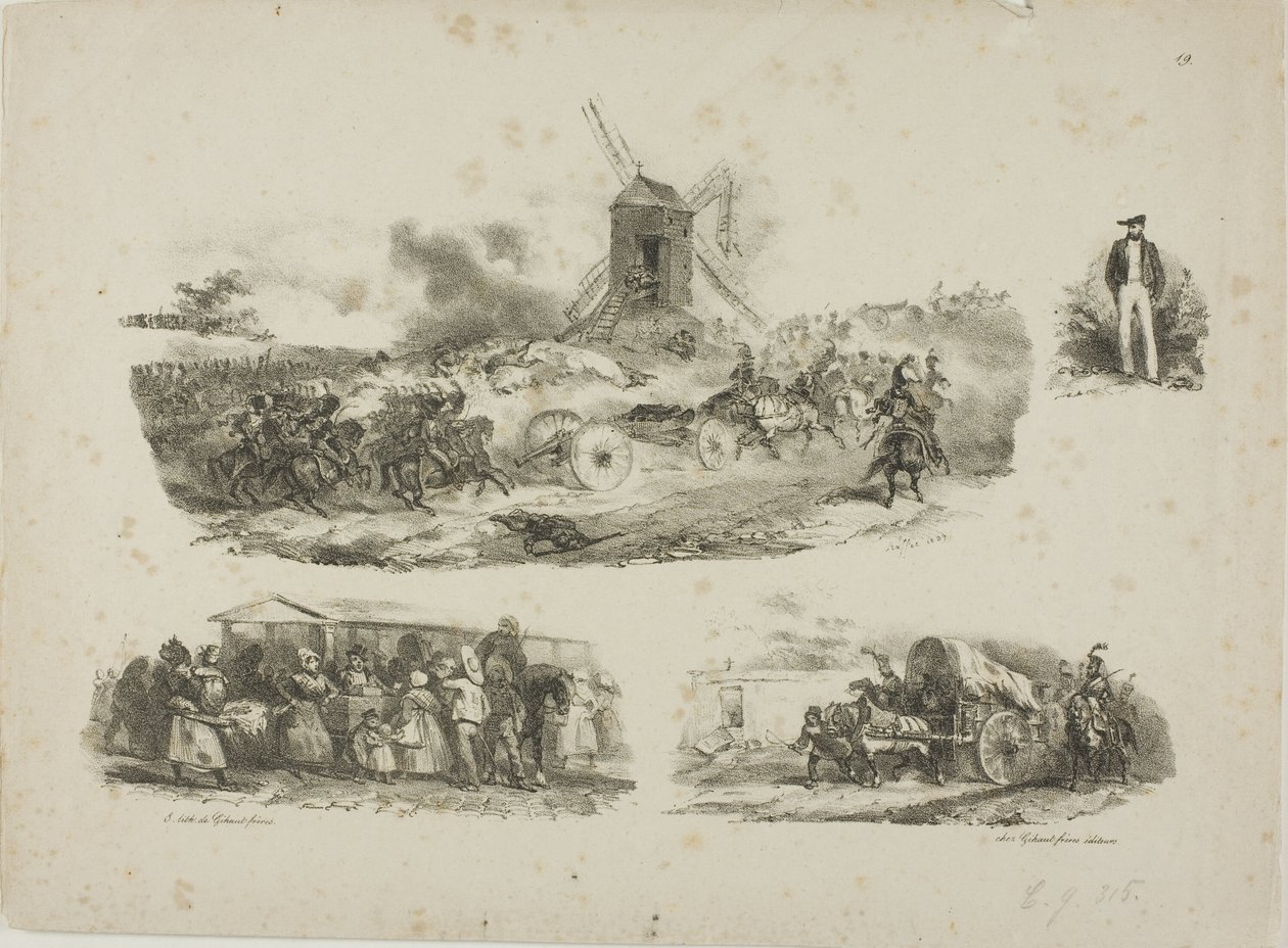 Blad med skisser av Denis Auguste Marie Raffet