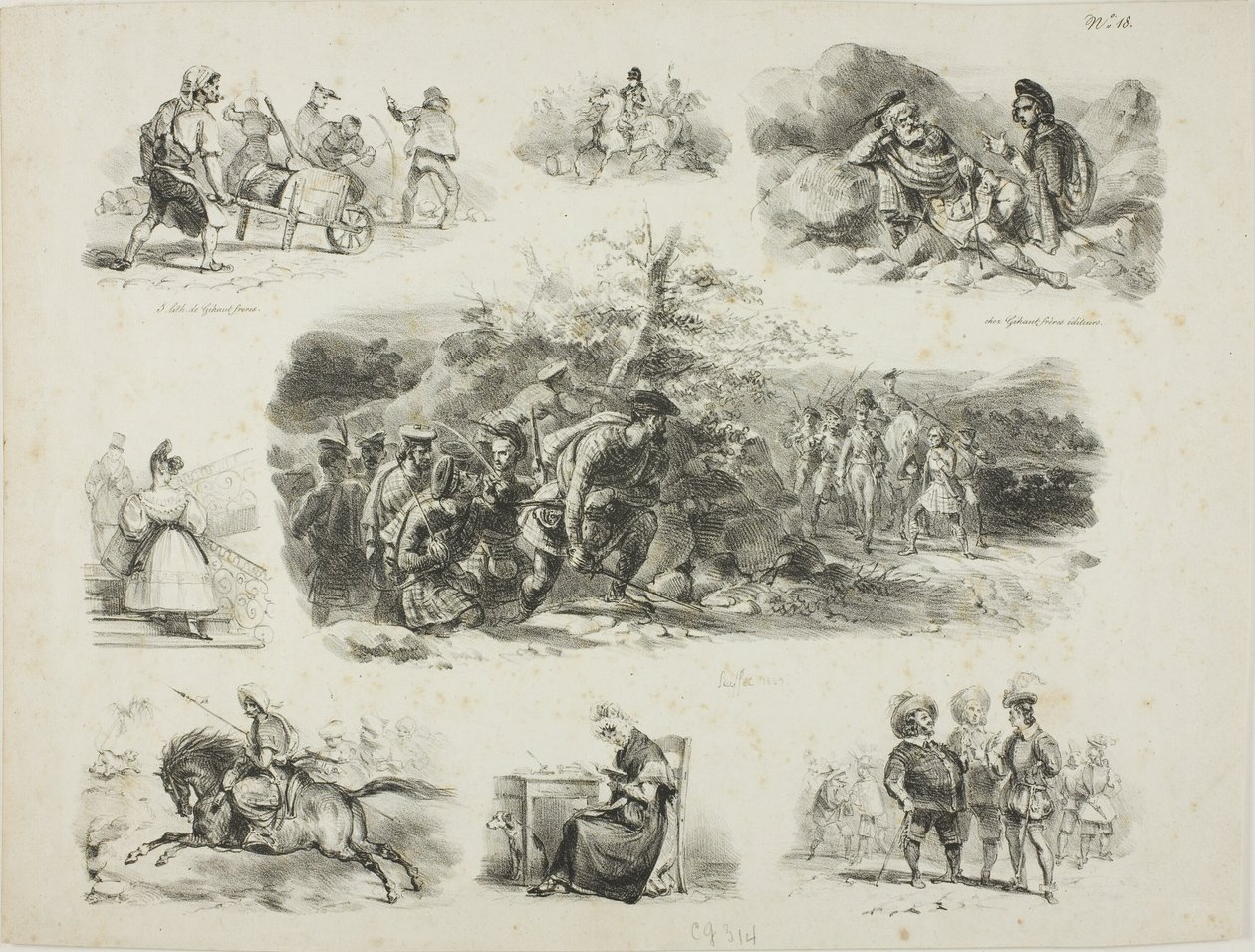 Blad med skisser av Denis-Auguste-Marie Raffet