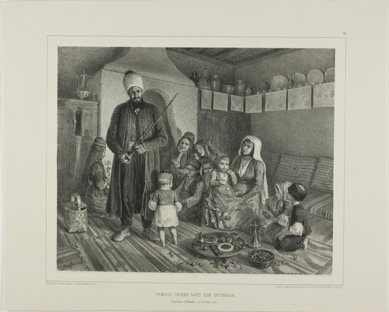 Tartarfamiljen i deras hem, Kapskhor, Krim, 21 oktober 1837 av Denis Auguste Marie Raffet