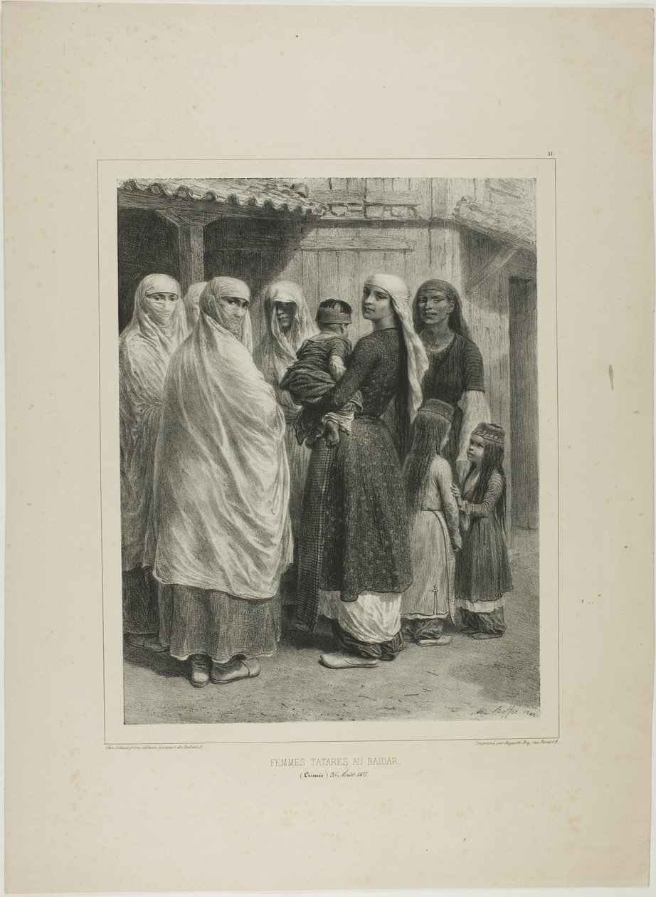 Tartariska kvinnor vid Baïdar, Krim, 26 augusti 1837 av Denis Auguste Marie Raffet