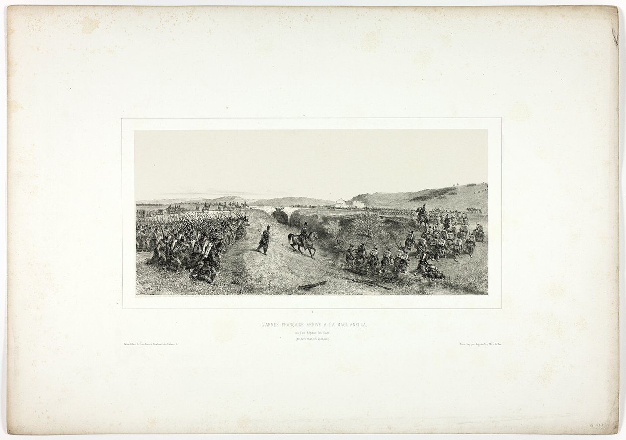 Den franska armén anländer till Maglianella, från Souvenirs of Italy: Expedition to Rome av Denis Auguste Marie Raffet
