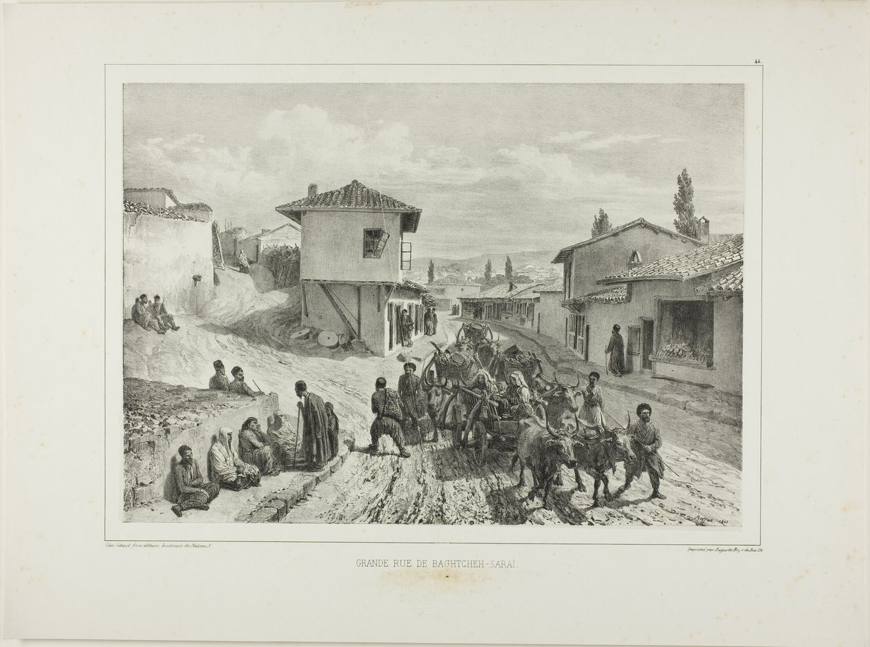 Huvudgatan i Baghtcheh-Saraï, Krim, 19 augusti 1837 av Denis Auguste Marie Raffet