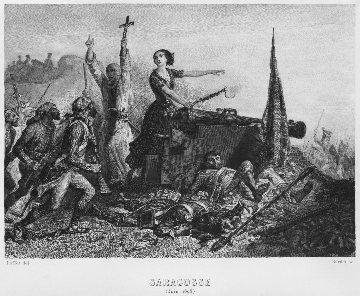 Belägringen av Zaragoza i juni 1808, graverad av Augustin Burdet (f.1798) av Denis Auguste Marie Raffet
