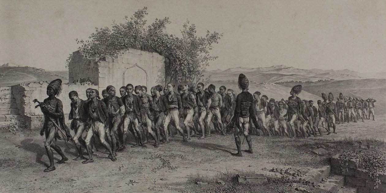 Turkiska rekryter nära Smyrna, 10 november 1837 av Denis Auguste Marie Raffet