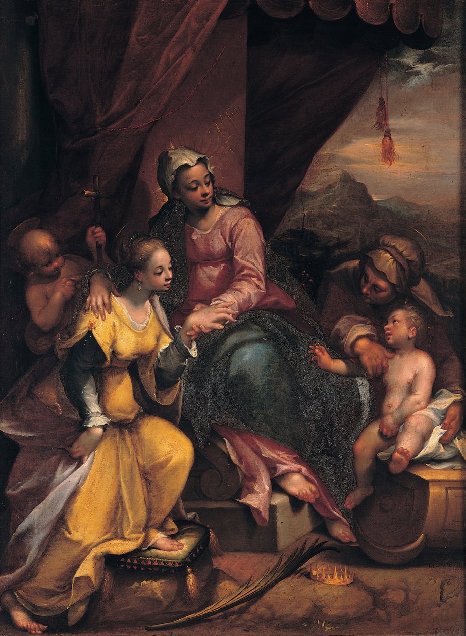 Saint Catherines mystiska äktenskap, 1590 av Denis Calvaert