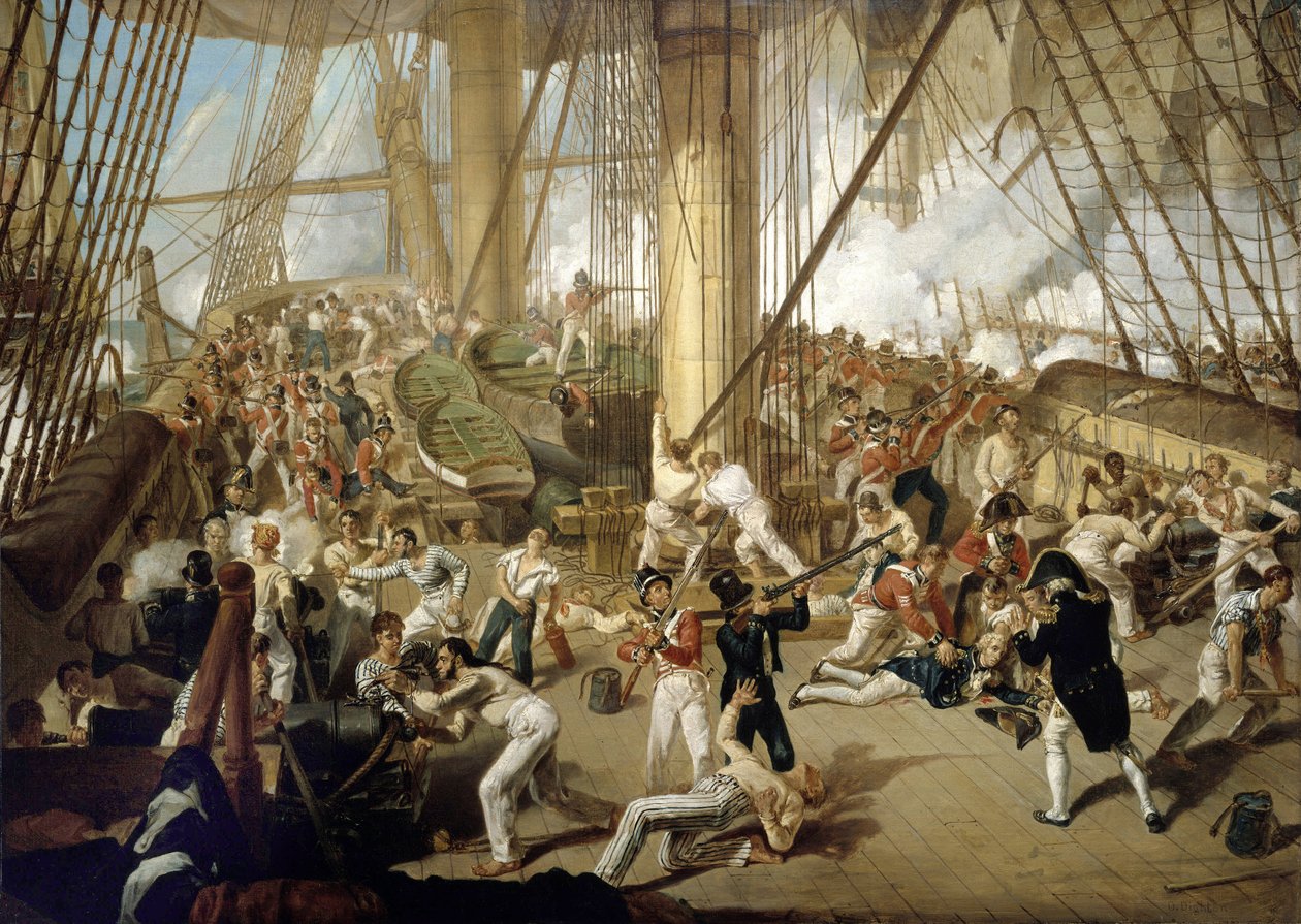 Horatio Nelsons (1758-1805) fall i slaget vid Trafalgar den 21 oktober av Denis Dighton