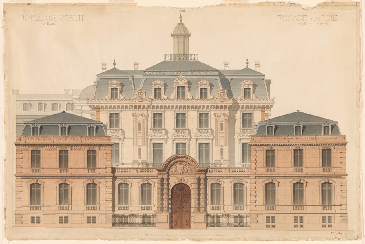 Presentation Ritning av Hôtel de Camondo av Denis Louis Destors