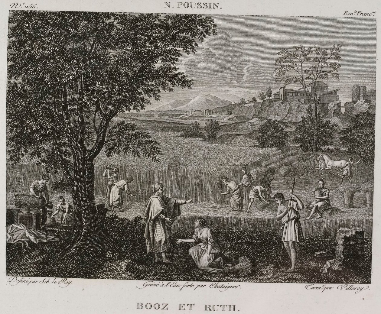 Denis-Sébastien Leroy, Antoine-Claude-François Villerey och Chataigner - Booz och Ruth, efter Nicolas Poussin - 1802-1815 av Denis Sebastien Leroy
