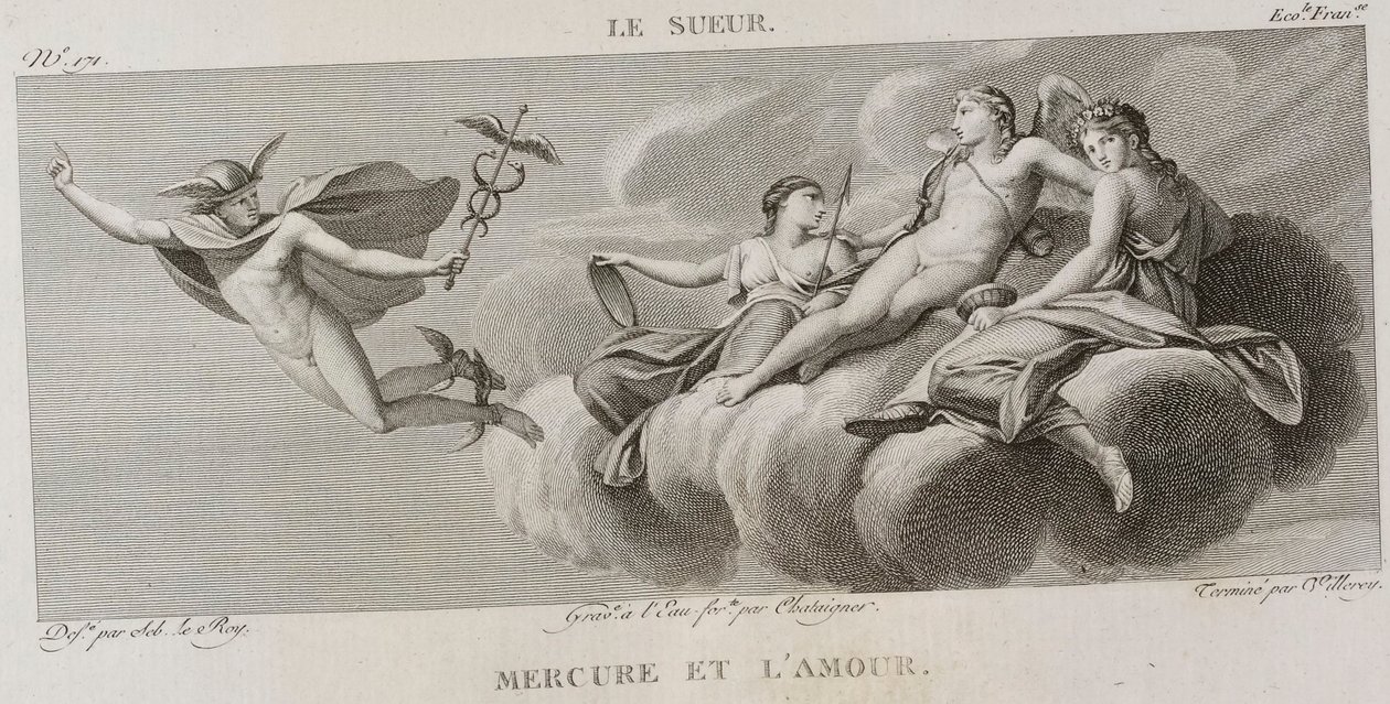 Denis-Sébastien Leroy, Antoine-Claude-François Villerey och Chataigner - Kvicksilver och kärlek, efter Eustache Le Sueur - 1802-1815 av Denis Sebastien Leroy