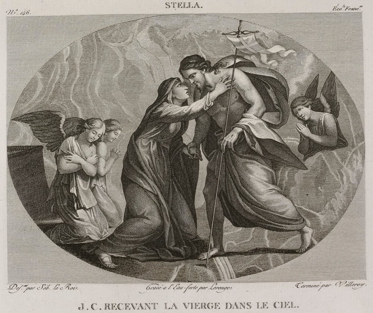 Denis-Sébastien Leroy, Antoine-Claude-François Villerey et Lerouge - Jesus Kristus tar emot Jungfru Maria i himlen, efter Jacques Stella - 1802-1815 av Denis Sebastien Leroy