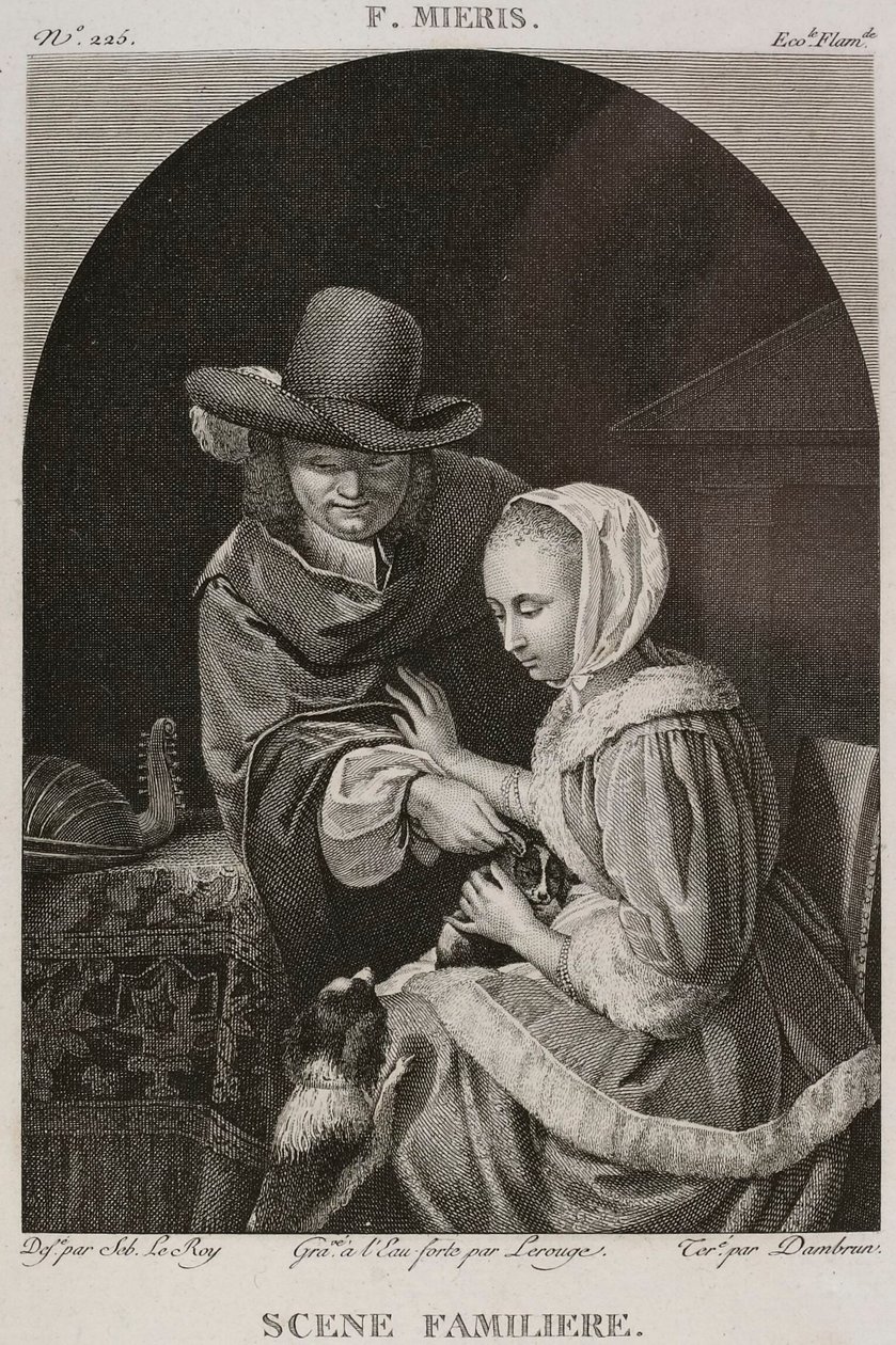 Denis-Sébastien Leroy, Lerouge och Dambrun - Familjär scen, efter Frans van Mieris d.ä. - 1802-1815 av Denis Sebastien Leroy