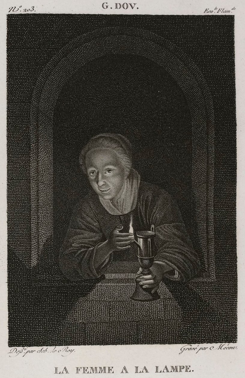 Denis-Sébastien Leroy et Mécou - Kvinna med lampa, efter Gerrit Dou - 1802-1815 av Denis Sebastien Leroy