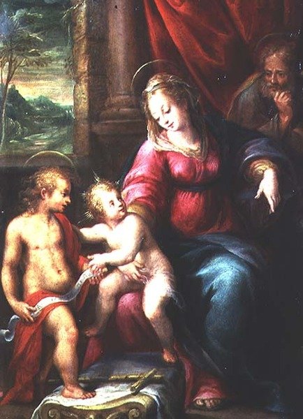 Madonna och barn med Johannes Döparen av Denis Calvaert