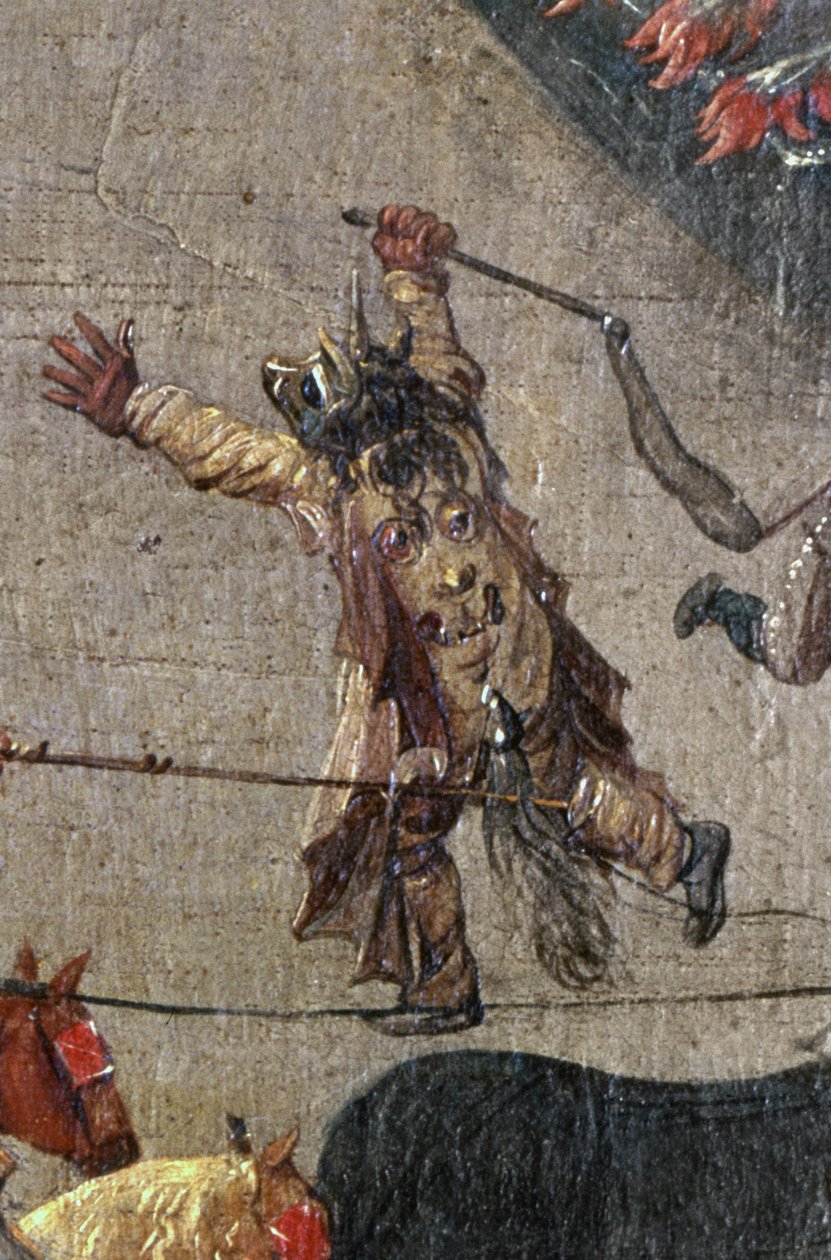 Ärkehertiginnan Isabellas triumf i Ommeganck i Bryssel den 31 maj 1615, detalj av en klädd djävulsfigur, 1615 av Denys van Alsloot
