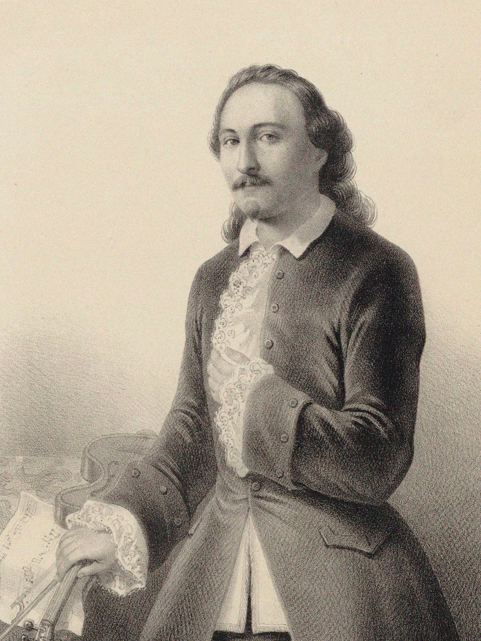 Porträtt av Arthur Saint-Léon 1821-1870 i baletten Le Violon du diable av Cesare Pugni, 1849. av Derancourt