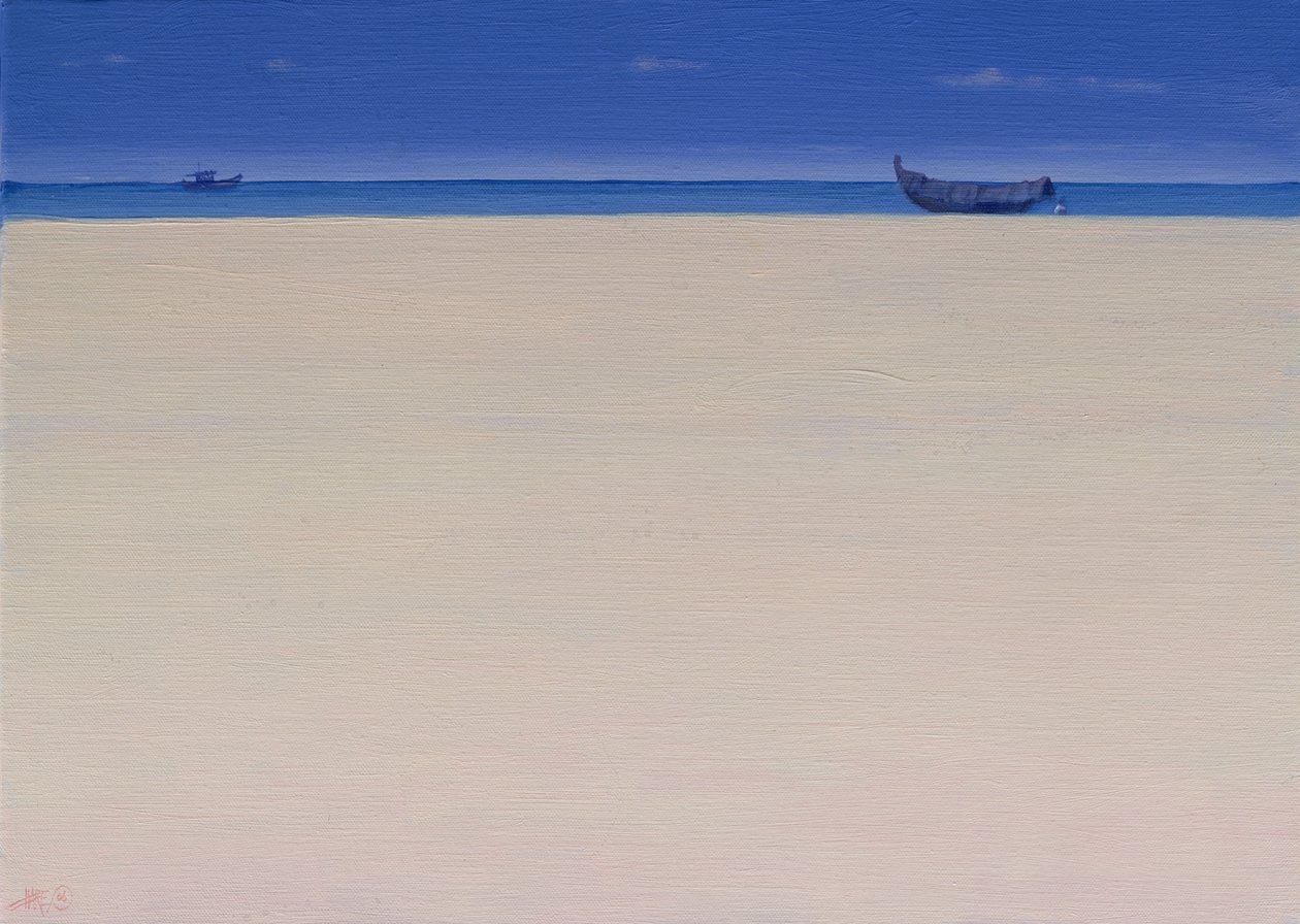 Fiskebåtar i Puvar, Kerala av Derek Hare