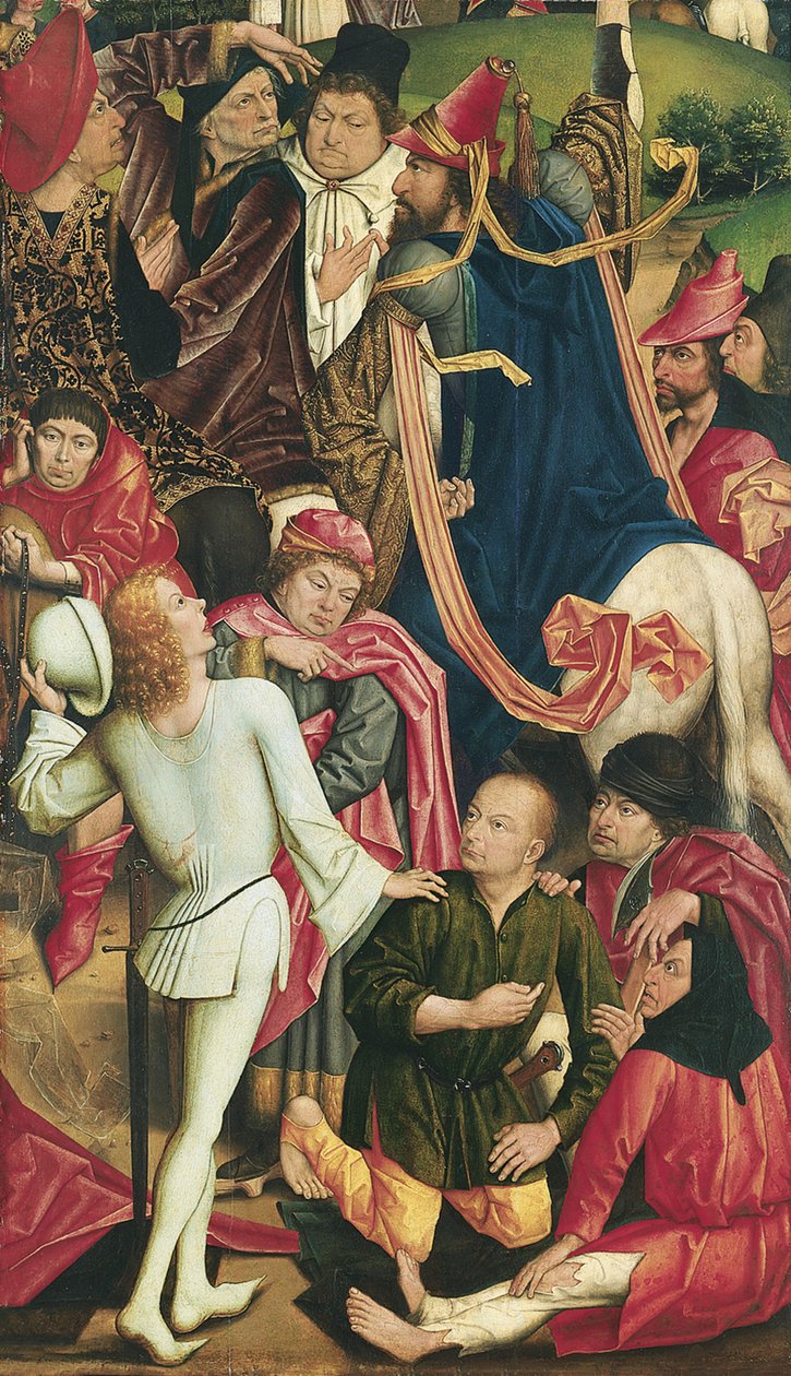 Riddare och soldater spelar Dice for Christs Robe av Derick Baegert