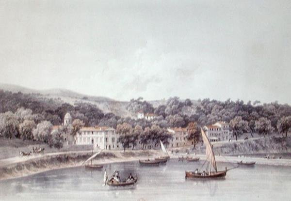 Utsikt över St Jean, nära Nice (färg litho) av Deroy (after)