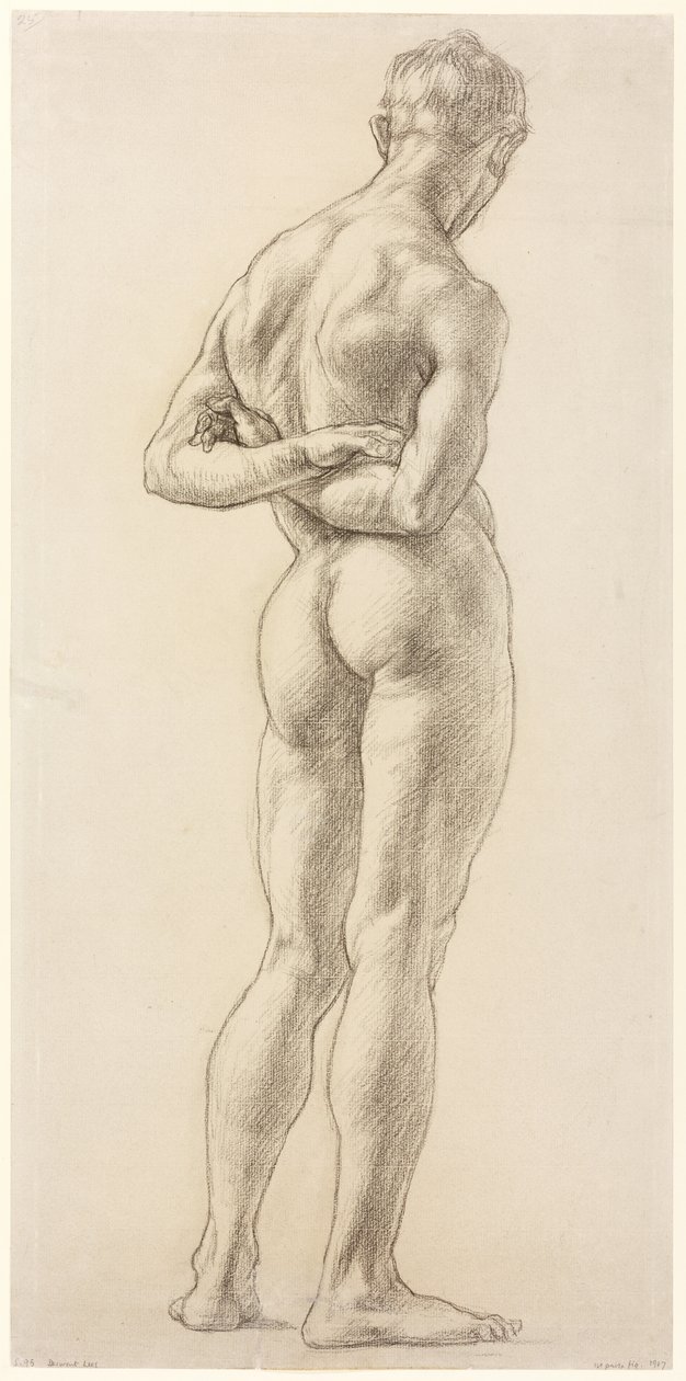 En studie av en mansfigur, ca 1906-07 (svart krita på papper) av Derwent Lees