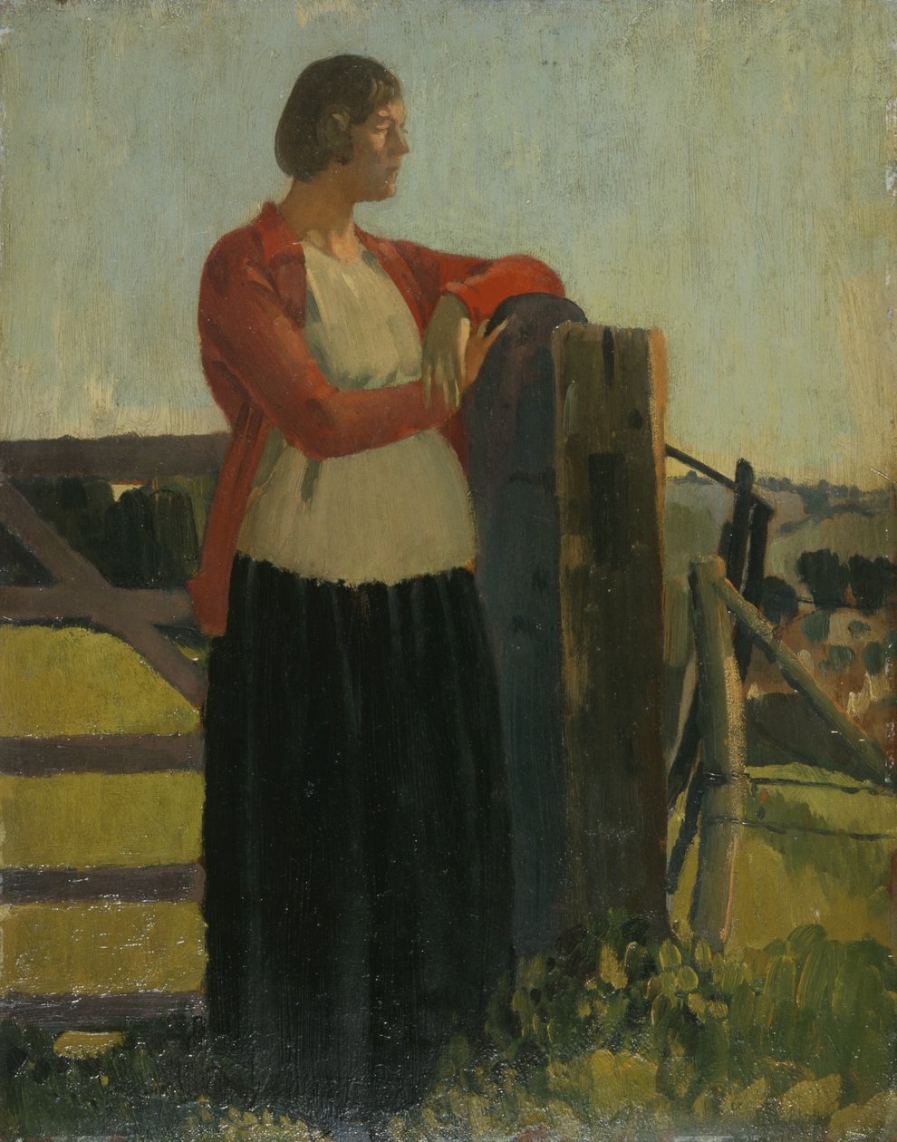 Lyndra, Sunset, Aldbourne (olja på pannå) av Derwent Lees