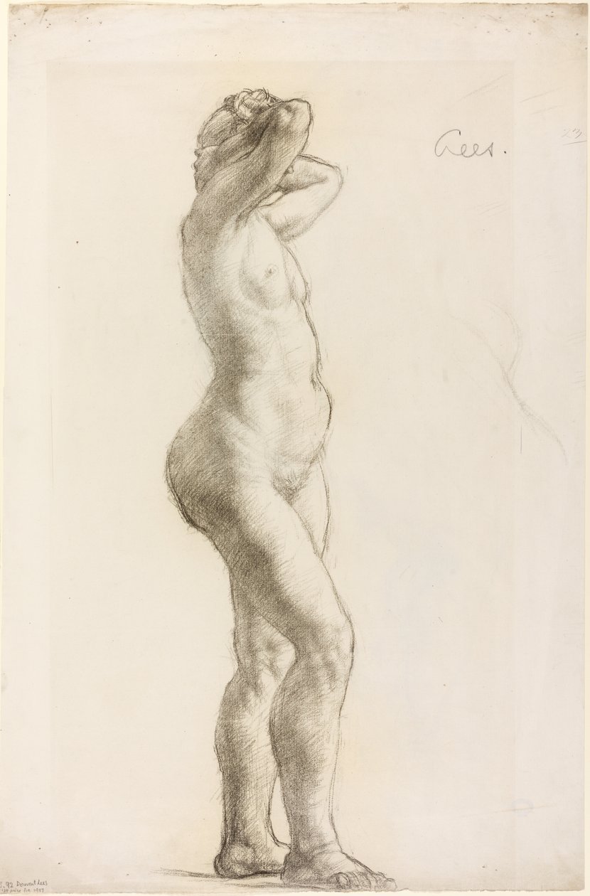 Studie av en kvinnofigur, ca 1906-07 (svart krita på papper) av Derwent Lees
