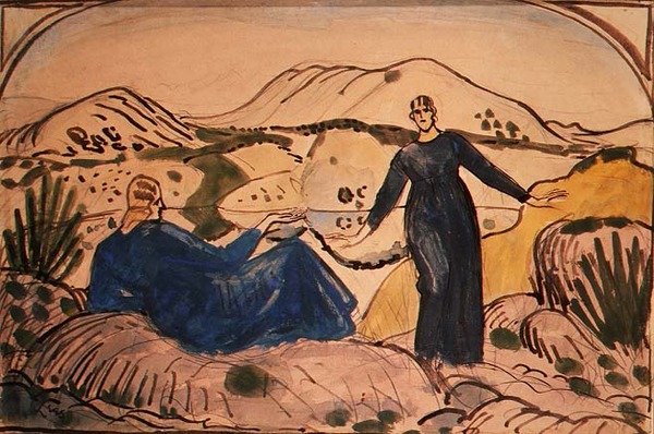 Kvinnor i La Ciotat (penna, bläck och akvarell på papper) av Derwent Lees