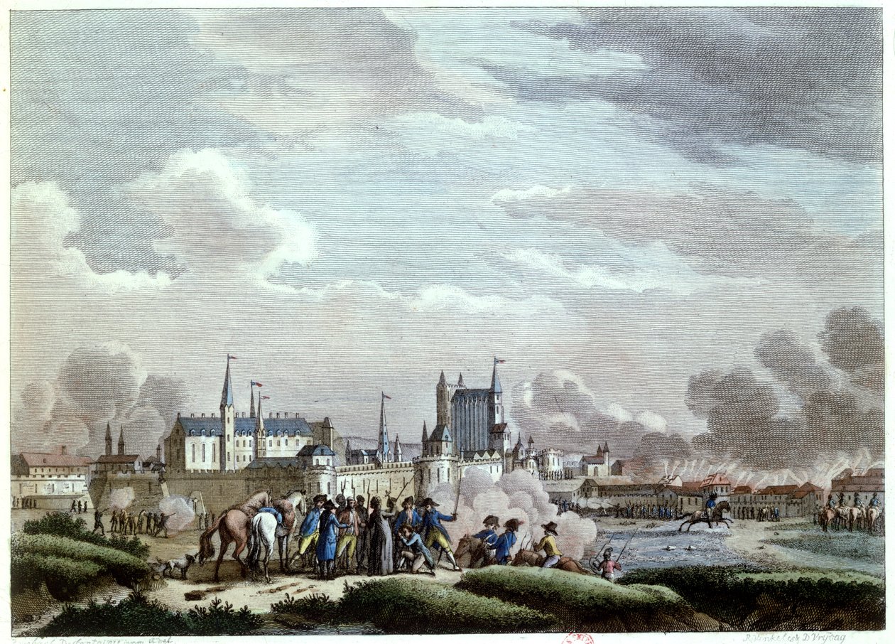 Attacken på Nantes, 27-29 juni 1793, av Venendean Insurgents, 1800 (färgstick) av Desfontaines