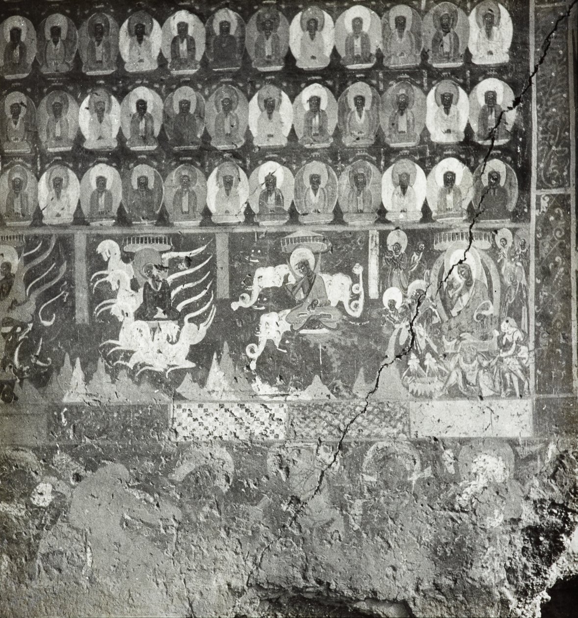 Lady Sumatis tusen buddhas och nidāna, grotta 275, norra väggen, Dunhuang-grottorna, Kina, foto 1275/1 (86) av Desmond Parsons