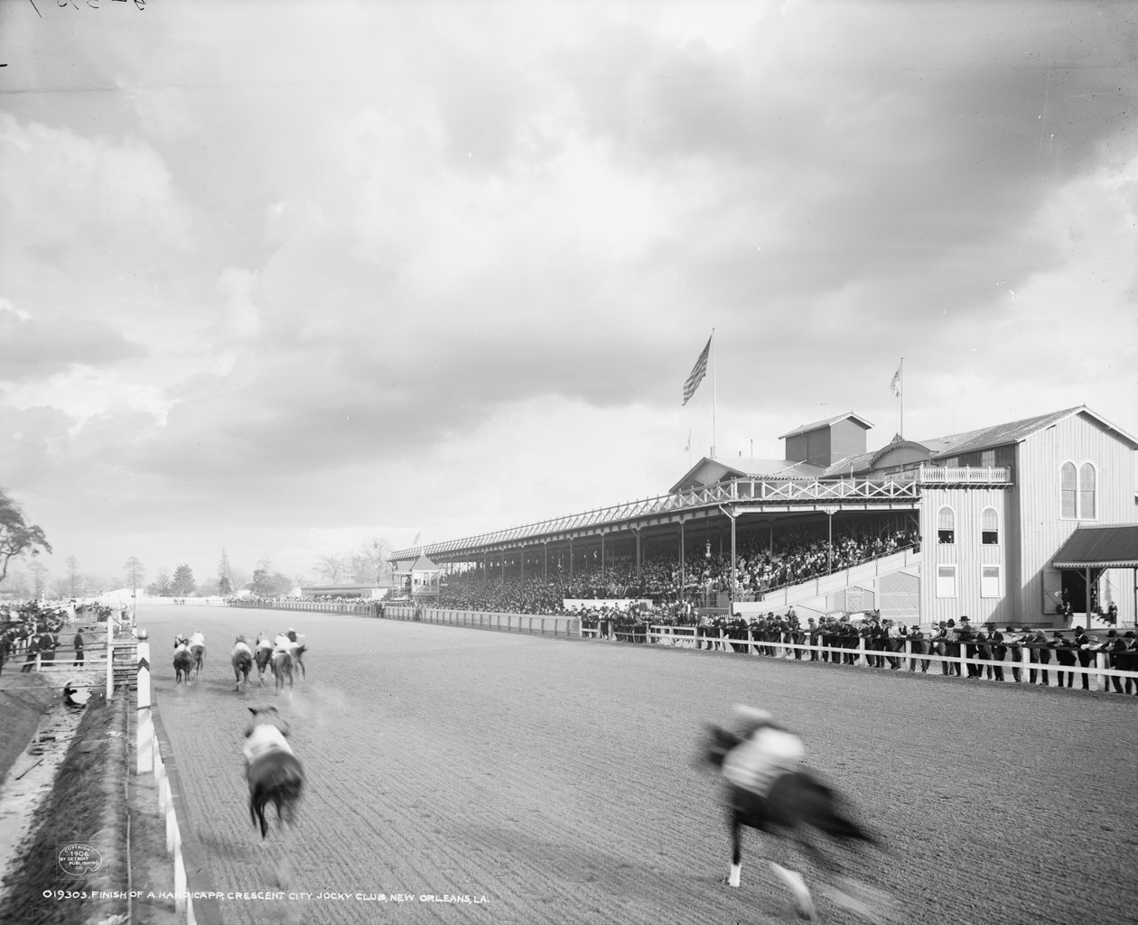 Målgång för en handikappad, Crescent City Jockey Club, New Orleans, Louisiana, ca 1906 av Detroit Publishing Co.