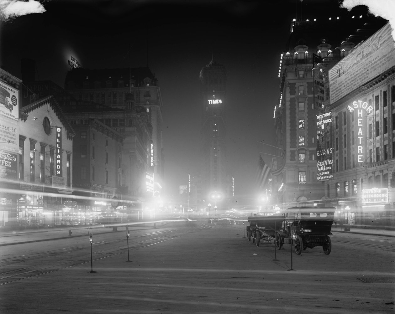 Times Square på natten, New York, N.Y., ca 1900-15 av Detroit Publishing Co.