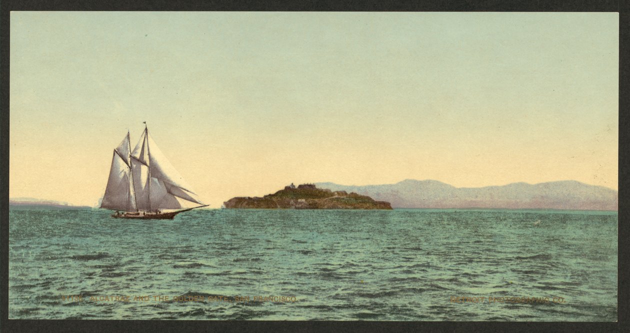 Alcatraz och Golden Gate, San Francisco av Detroit Photographic Co.