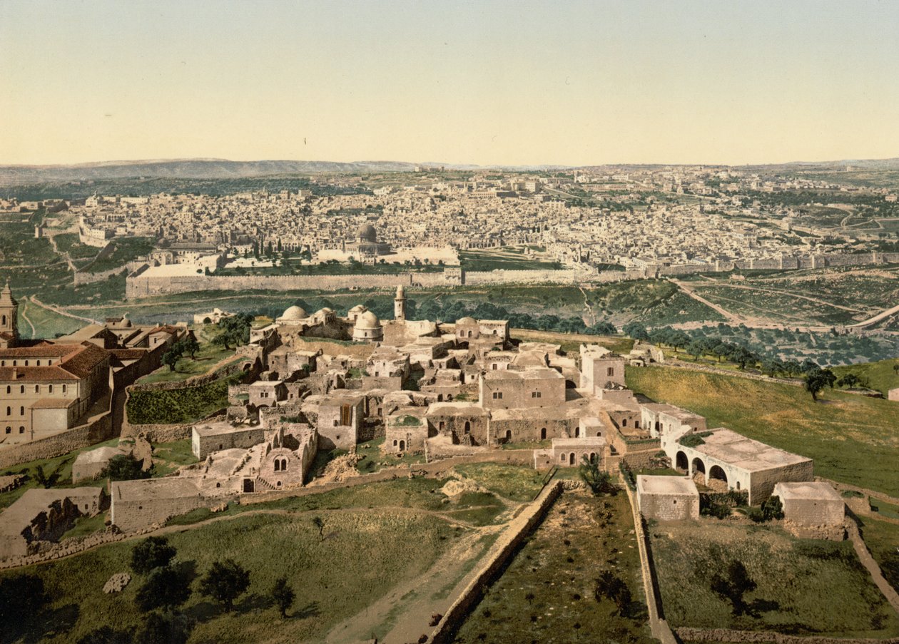 Allmän vy, Jerusalem, heliga landet, c.1890-c.1900 (fotokromtryck) av Detroit Photographic Co.