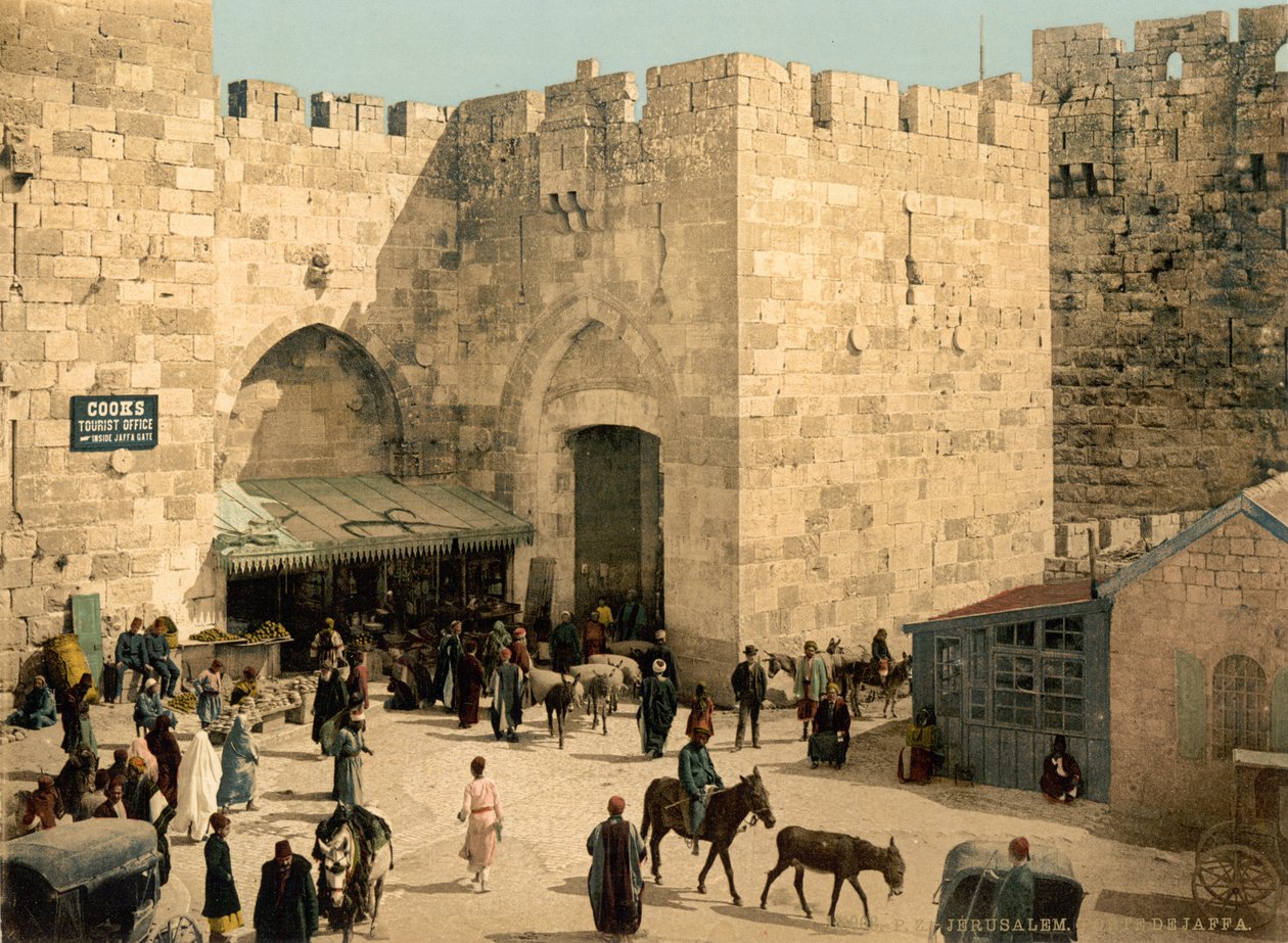 Jaffaporten, Jerusalem, Heliga landet, c.1890-c.1900 (fotokromtryck) av Detroit Photographic Co.