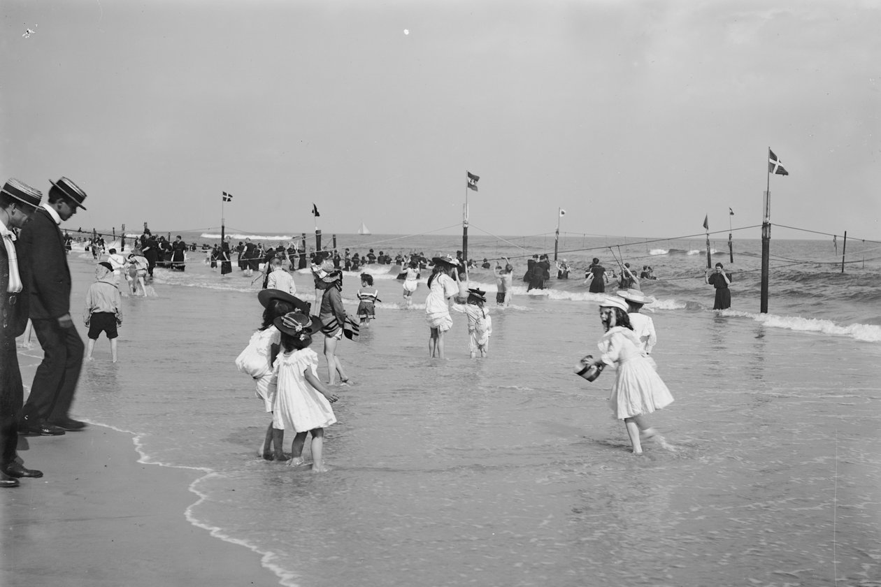 Beach Scene, Rockaway, New York, USA, ca 1905 av Detroit Publishing Co.